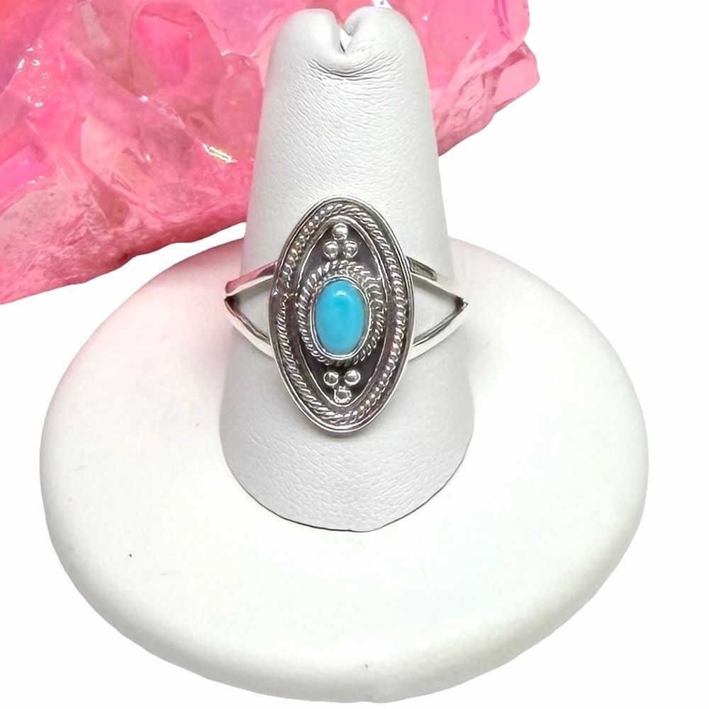 Kingman Turquoise Ring Size 6 Solid 925 Sterling Silver